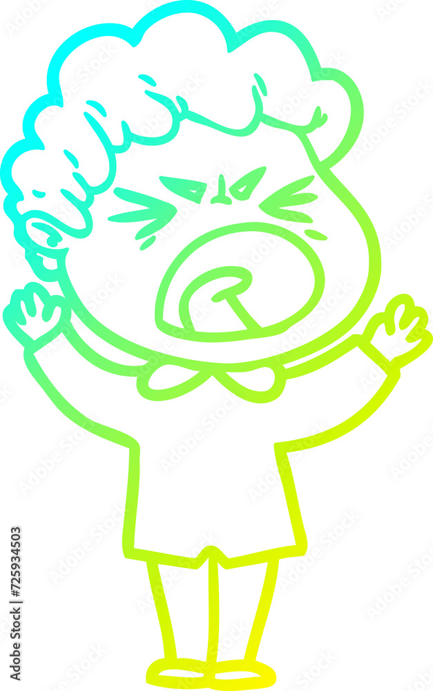 cold gradient line drawing cartoon furious man cold gradient line drawing cartoon furious man