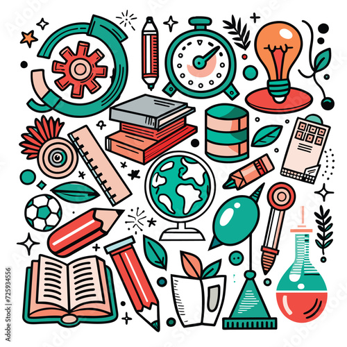 Vector Set Illustration Of Education and learning
