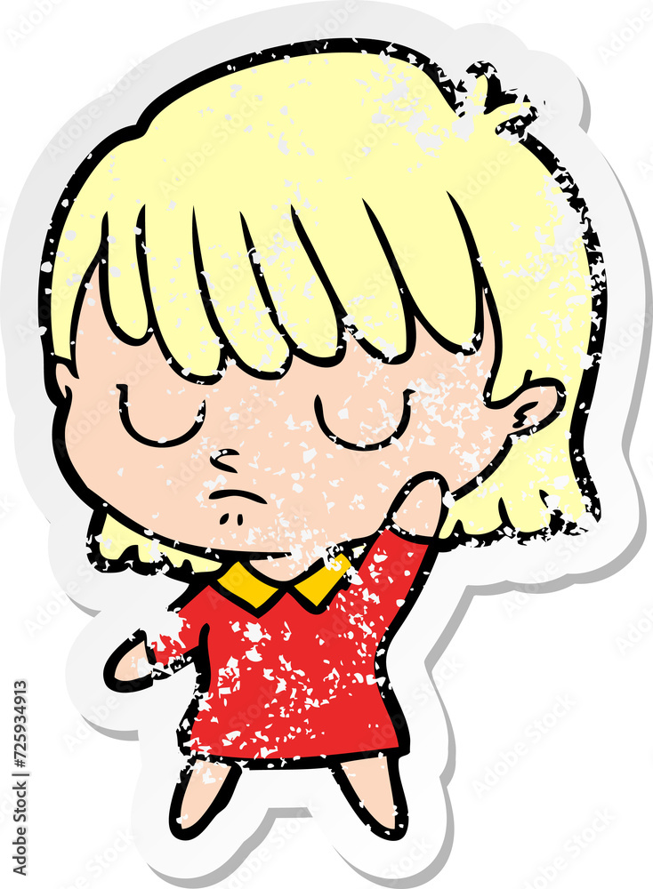 Fototapeta premium distressed sticker of a cartoon woman