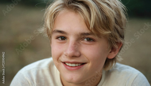 Young Blonde Man with Warm Smile and Messy Hair - Headshot in Soft Light