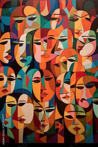 Abstract art of many faces. Popular 2:3 aspect ratio suitable for printing poster and canvas.