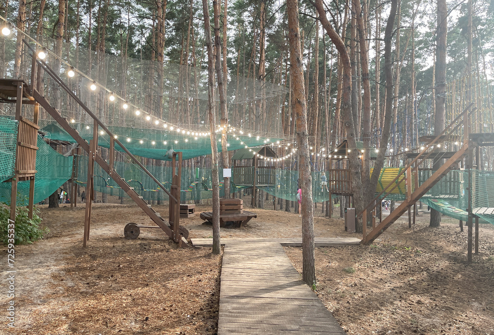 Amusement park in the forest for children. Amusement park in the forest for children.