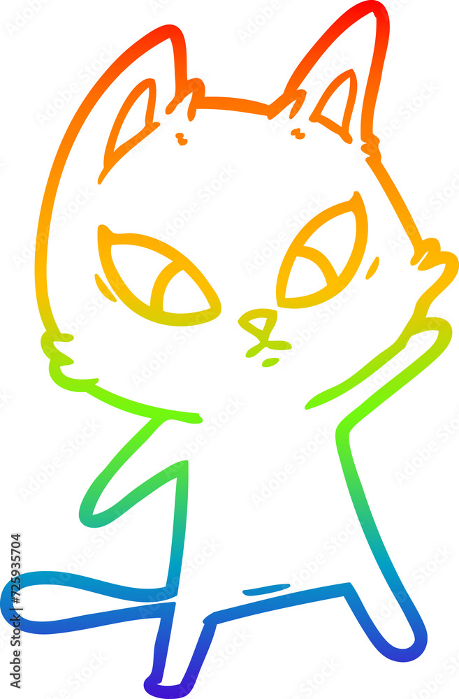 rainbow gradient line drawing confused cartoon cat rainbow gradient line drawing confused cartoon cat