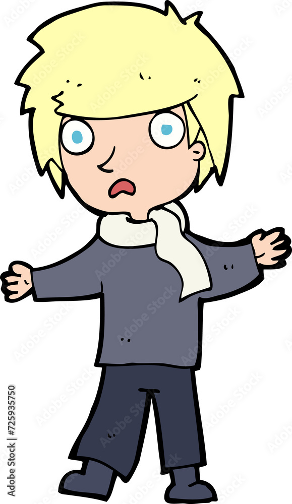 cartoon unhappy boy