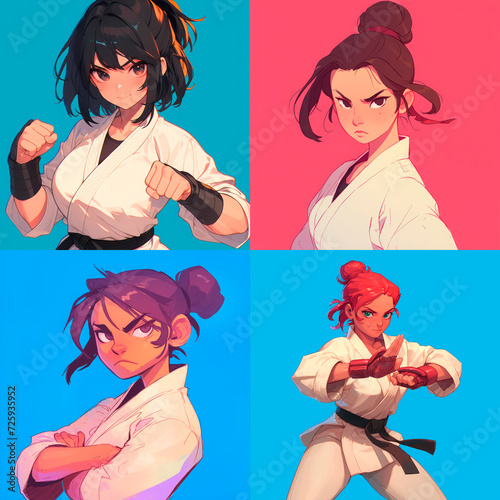 Set of avatar female karate