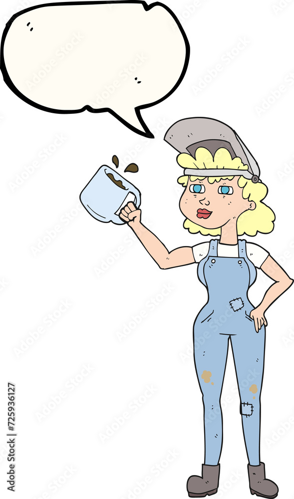 speech bubble cartoon woman in dungarees speech bubble cartoon woman in dungarees