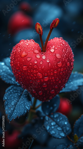 Red heart shaped confetti. AI generated art illustration.