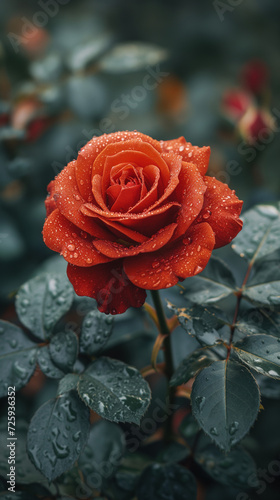 Red heart shaped confetti. AI generated art illustration.