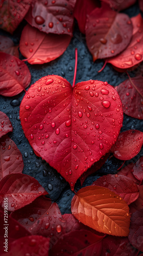 Red heart shaped confetti. AI generated art illustration.