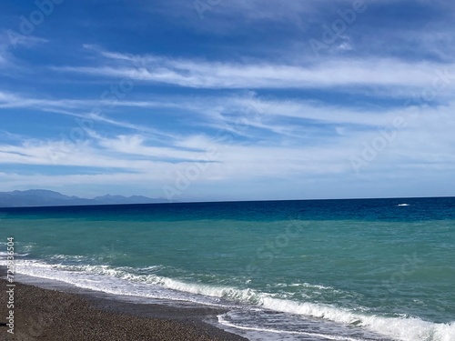 Blue Sky with Clouds and Waves ‎⁨Sicily⁩, ⁨Capo d'Orlando⁩, ⁨Isole⁩, ⁨Italy⁩