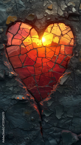 Red heart shaped confetti. AI generated art illustration.