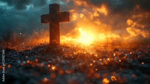 Christian cross, religious background photo