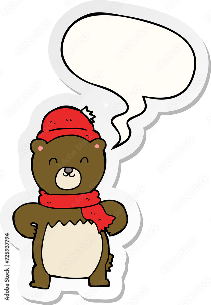 cute cartoon bear and speech bubble sticker cute cartoon bear and speech bubble sticker