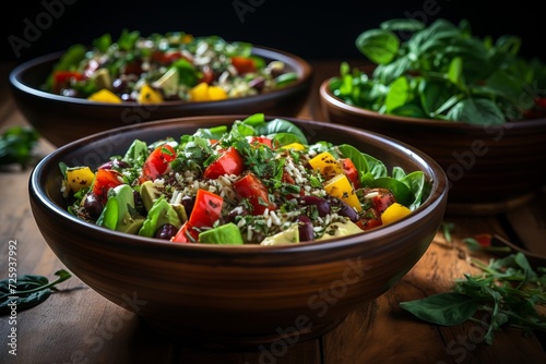 A plate of delicious salad with a mixture of green leaves and vegetables