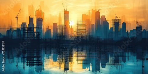 Cityscape Symphony - Modern Marvels Proudly Standing - Silhouette of Progress - Architectural Wonder © SurfacePatterns