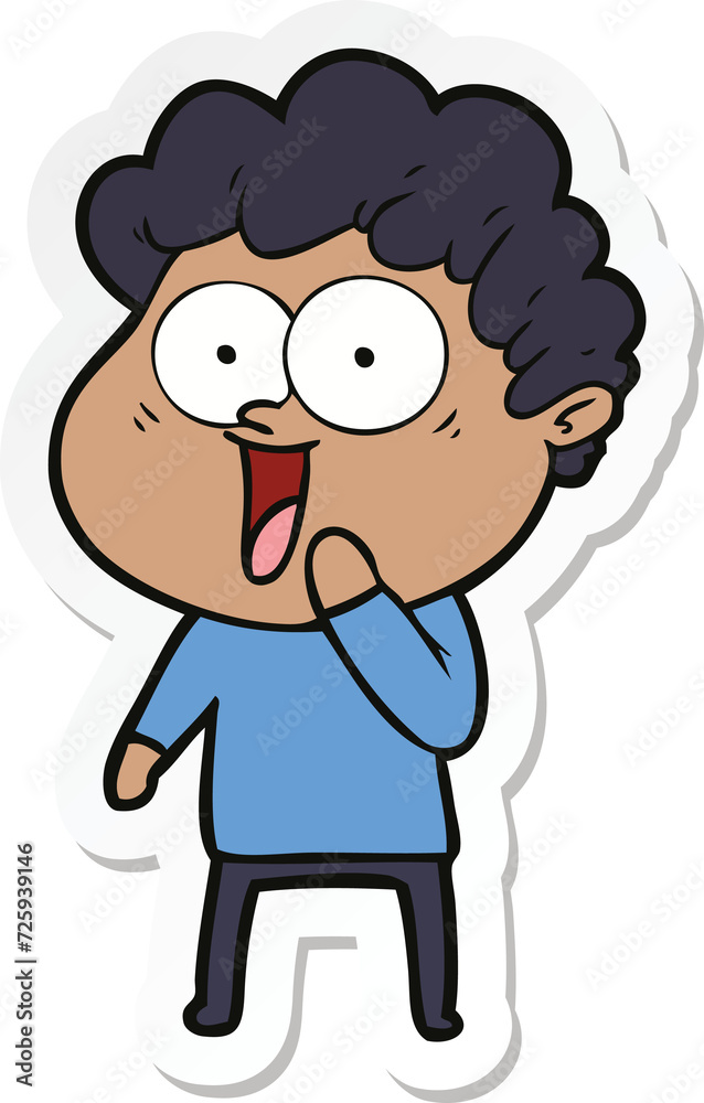 sticker of a cartoon happy man sticker of a cartoon happy man
