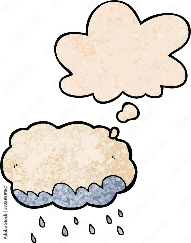 cartoon rain cloud and thought bubble in grunge texture pattern style cartoon rain cloud and thought bubble in grunge texture pattern style