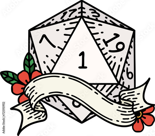 natural one d20 dice roll illustration