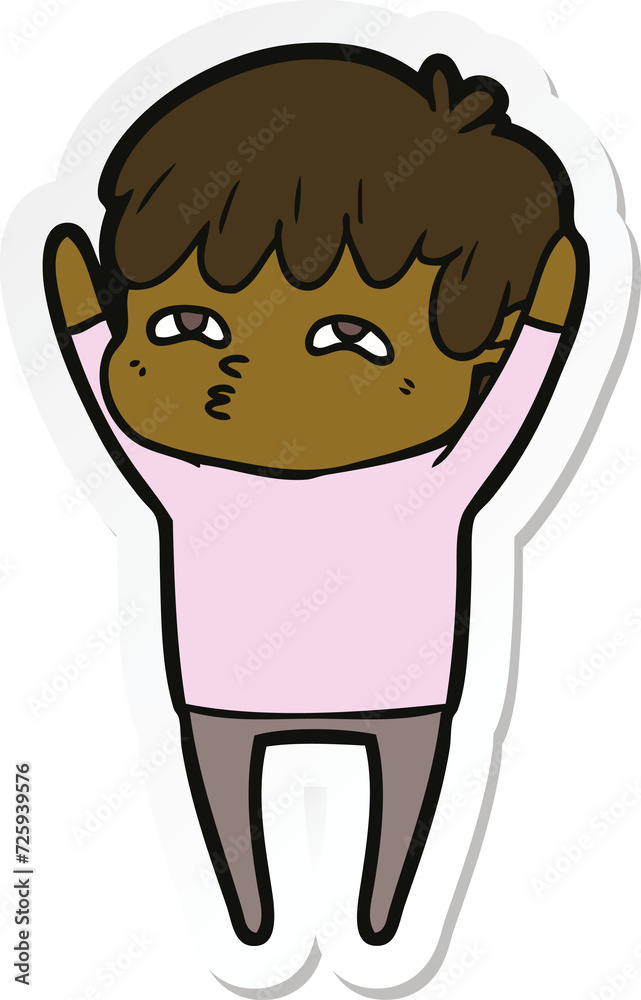 sticker of a cartoon curious man sticker of a cartoon curious man