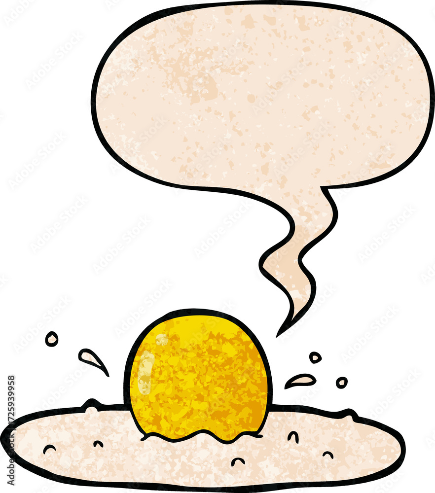 cartoon fried egg and speech bubble in retro texture style cartoon fried egg and speech bubble in retro texture style