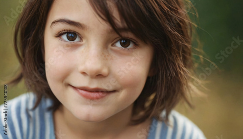 Young Brunette Girl with Freckles and Playful Smile, Soft Light Headshot