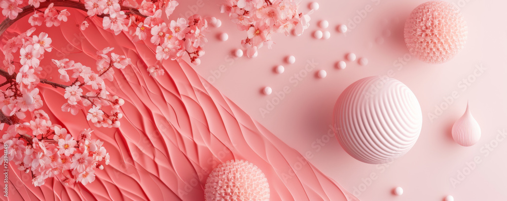 Fototapeta premium Cherry blossom. A fresh spring background in soft pastel hues of pink. Spring, nature and awakening concept.