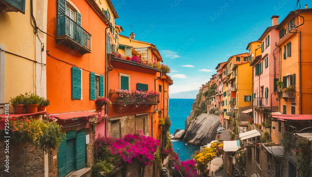 beautiful street Cinque Terre Italy architecture
