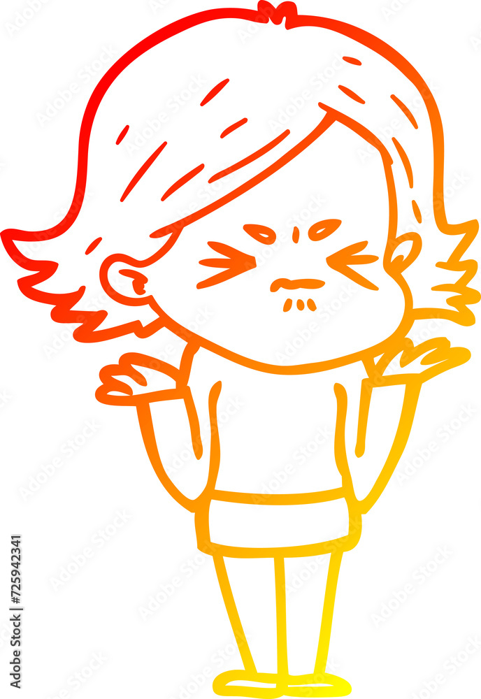 warm gradient line drawing cartoon angry woman warm gradient line drawing cartoon angry woman