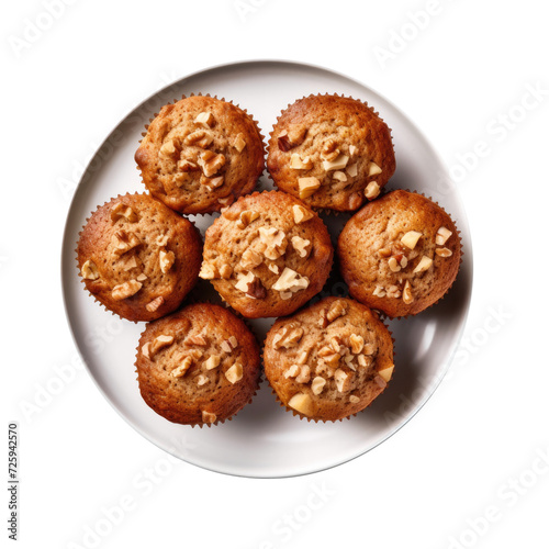 Plate of Apple Walnut Muffins Isolated on a Transparent Background