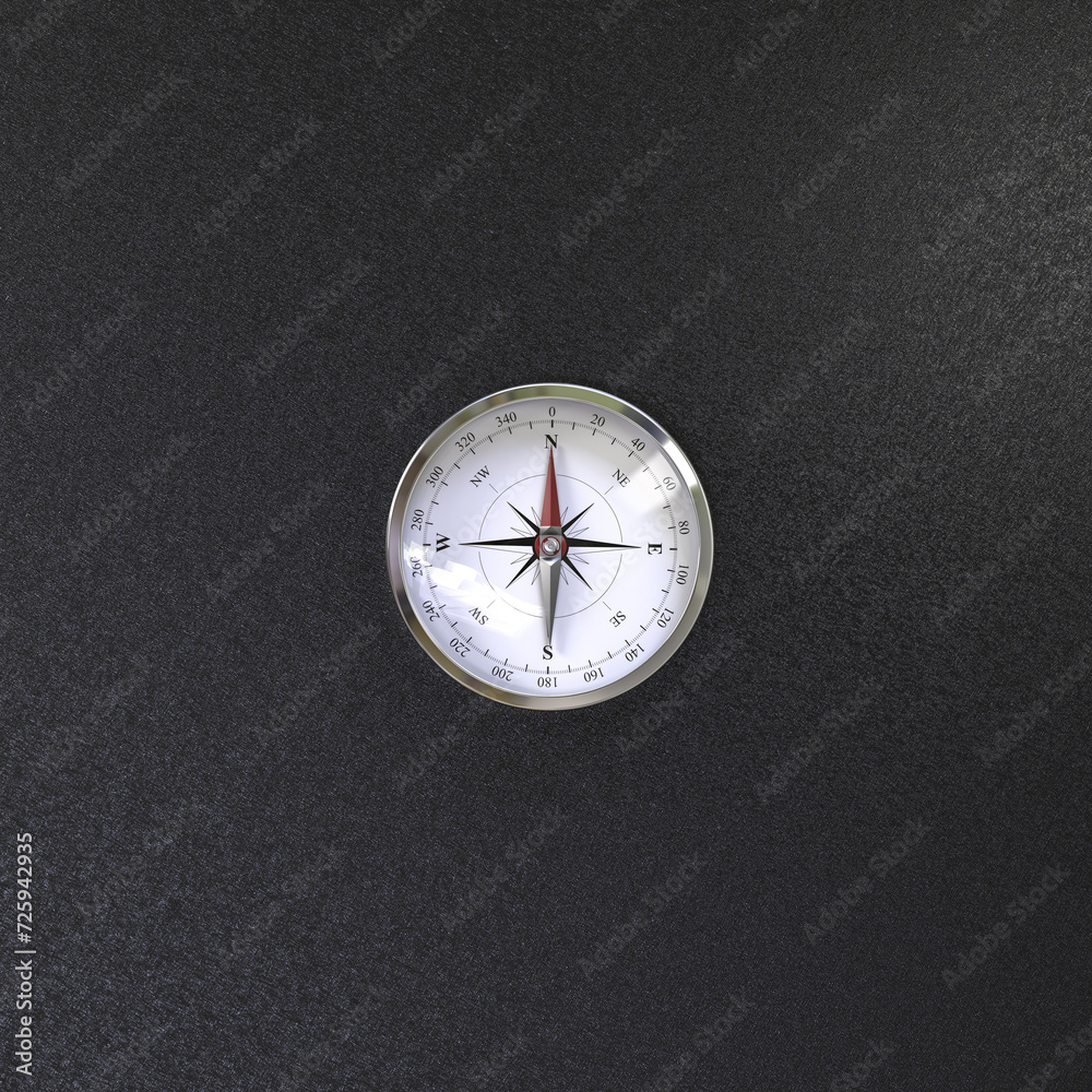 Compass with wind rose over black background view from the top Compass with wind rose over black background view from the top