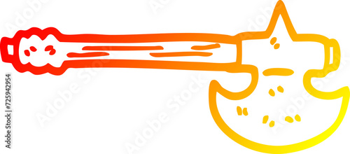 warm gradient line drawing cartoon medieval axe