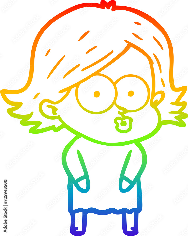 Obraz premium rainbow gradient line drawing cartoon girl pouting