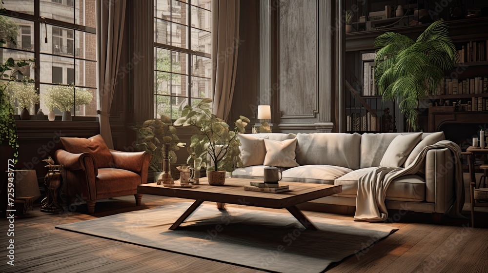Fototapeta premium House in the woods. AI generated art illustration.