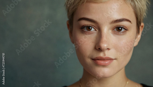 Young Artistic Blonde with Freckles and Pixie Cut - Headshot with Engaging Smile and Soft Light