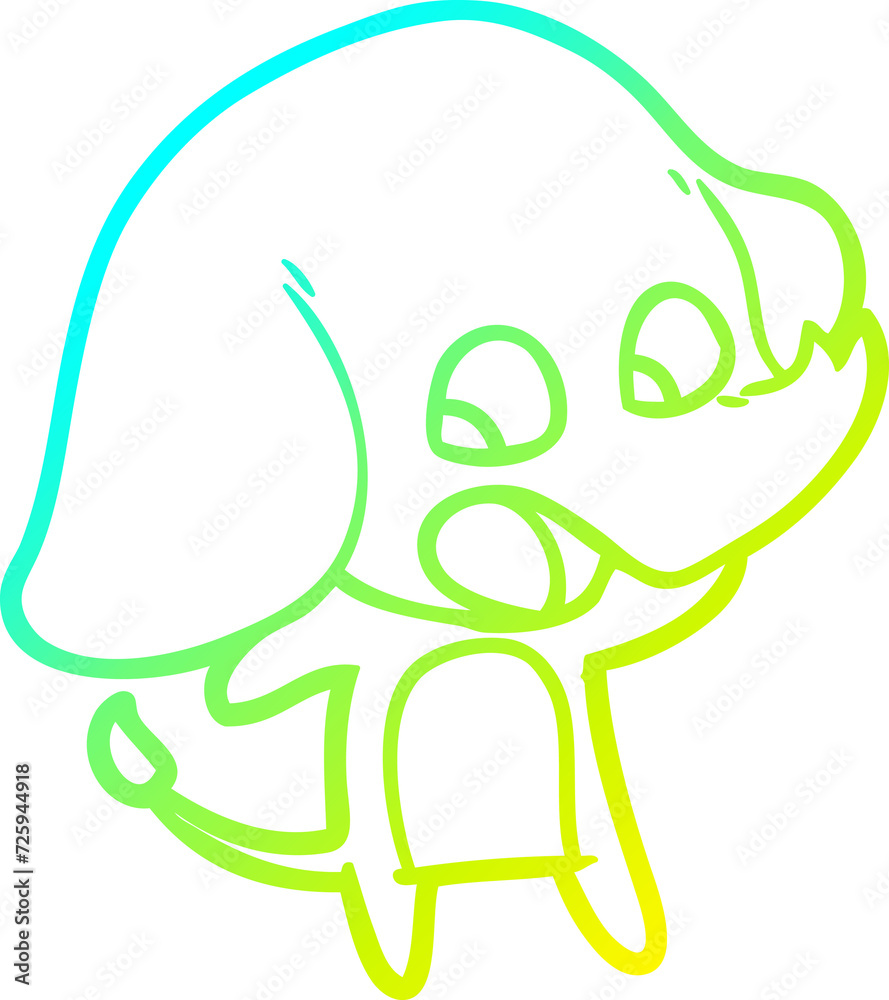 cold gradient line drawing cute cartoon elephant cold gradient line drawing cute cartoon elephant