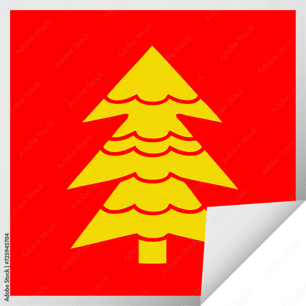 square peeling sticker cartoon snow covered tree square peeling sticker cartoon snow covered tree
