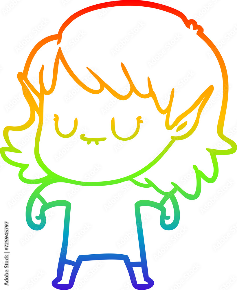 rainbow gradient line drawing happy cartoon elf girl rainbow gradient line drawing happy cartoon elf girl