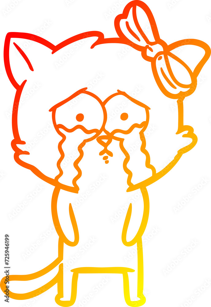 warm gradient line drawing cartoon cat warm gradient line drawing cartoon cat