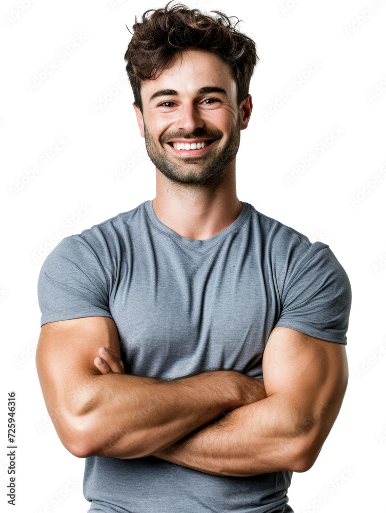 Obraz premium Smart attractive professional trainer isolated transparent background