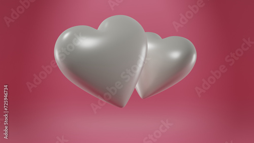 two hearts, 3d render, love concept. alpha channel