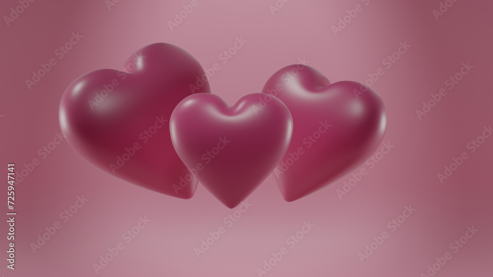 love family concept, 3 hearts, 3d render, hear beat, alpha channel love family concept, 3 hearts, 3d render, hear beat, alpha channel