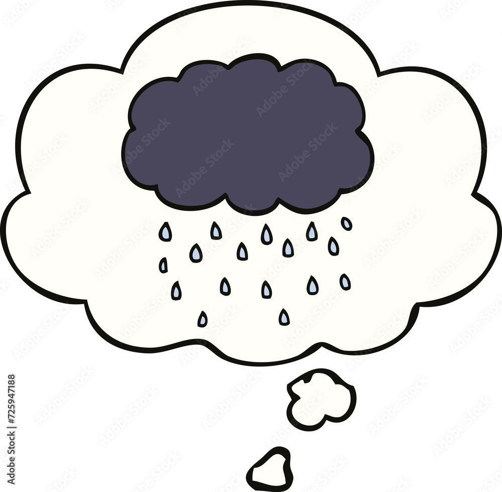 cartoon cloud raining and thought bubble cartoon cloud raining and thought bubble