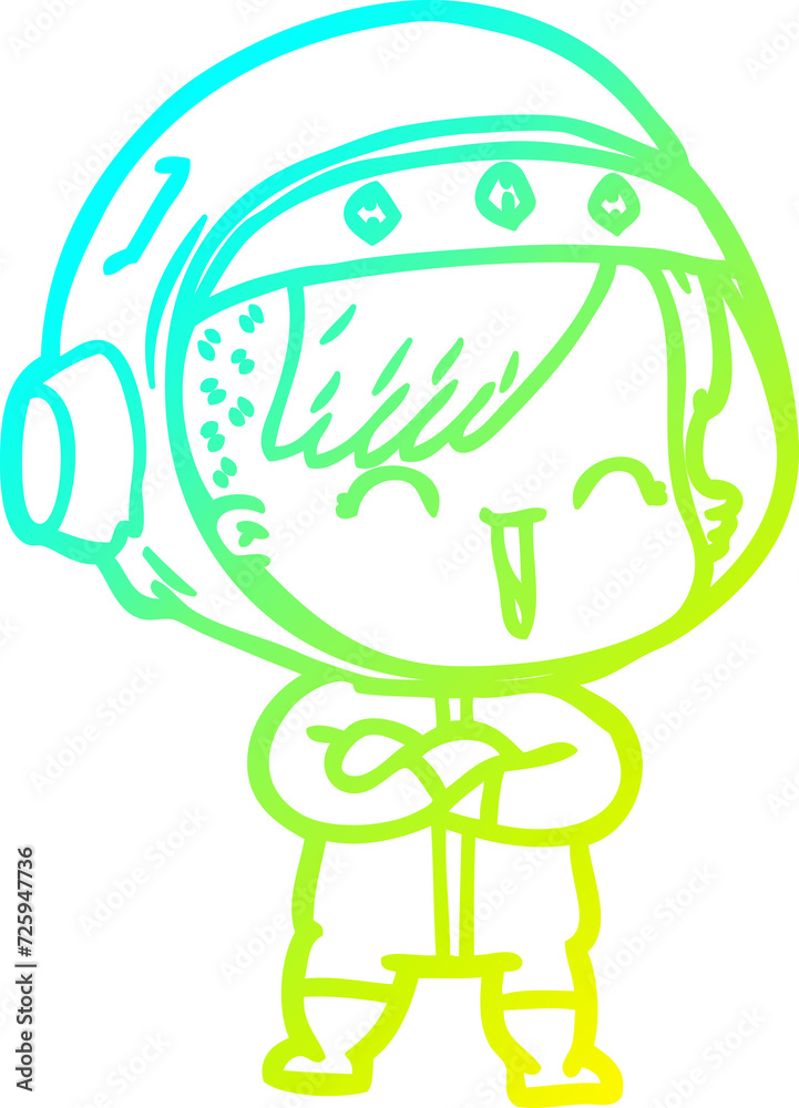 cold gradient line drawing cartoon laughing astronaut girl cold gradient line drawing cartoon laughing astronaut girl
