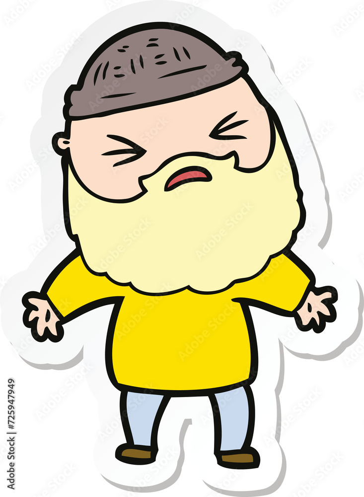 Naklejka premium sticker of a cartoon man with beard