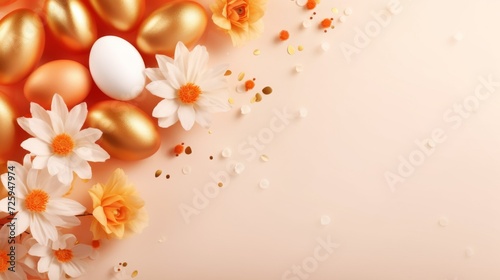 Eggs and Flowers on Table