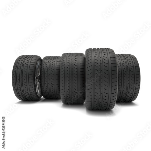 Aluminum wheel car tires  on white background.