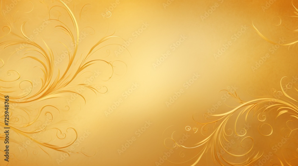 Golden Background With Swirls and Leaves