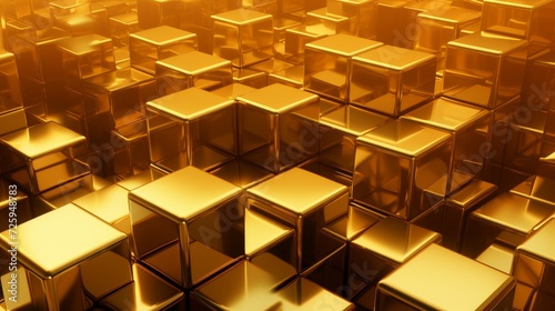 A Room Filled With a Large Group of Gold Cubes