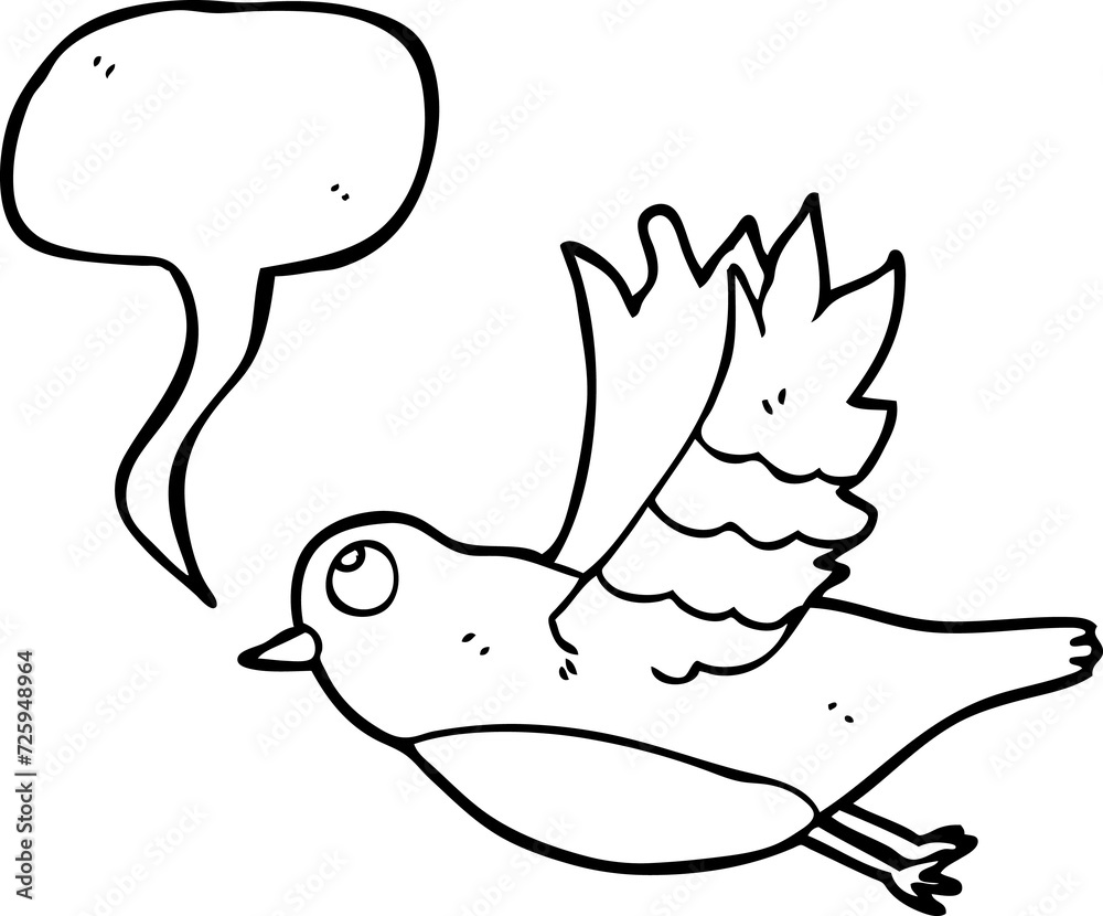 Obraz premium speech bubble cartoon bird flying