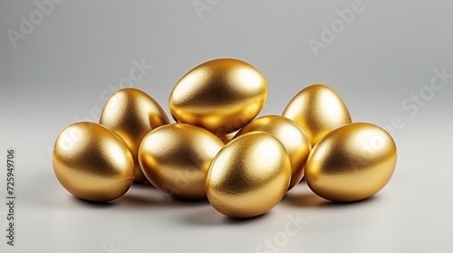 Heap of Golden Eggs on Table